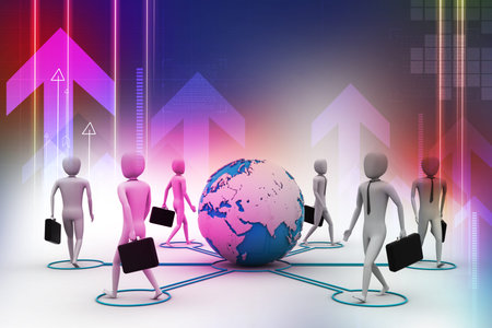 3d businessman persons with Globe Earth