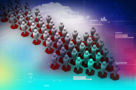 3d people arrange in arrow queの写真素材