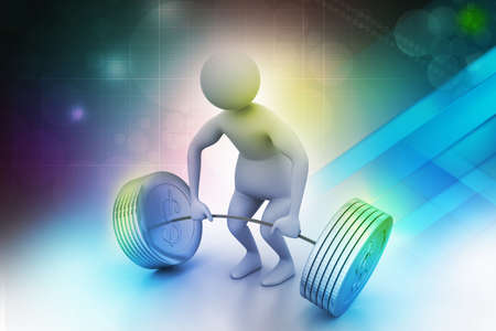 3d man lifting weights  の写真素材