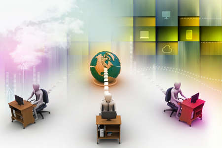 Networking people  with globeの写真素材