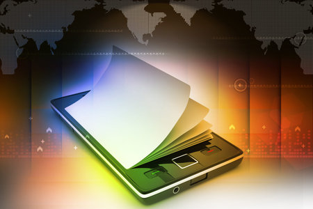 A smart phone in the white paperの写真素材