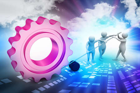 people moving  gear in union, symbol of teamworkの写真素材