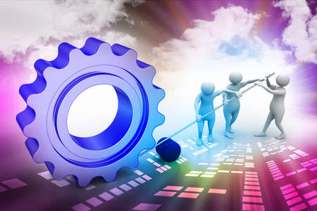 people moving  gear in union, symbol of teamworkの写真素材