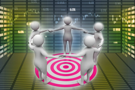 Teamwork  Working towards a common targetの写真素材