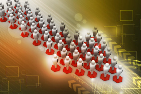 3d people arrange in arrow que
