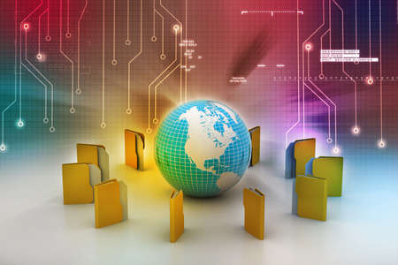 File folders around Earthの写真素材