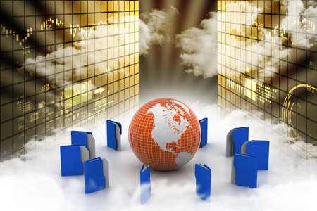 File folders around Earthの写真素材