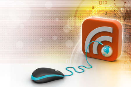 computer mouse with RSS iconの写真素材