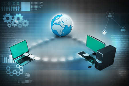 computer networking with globeの写真素材