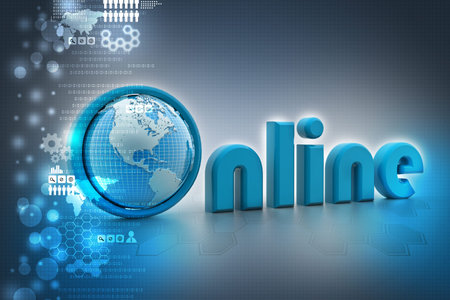 On-line illustration with globe  