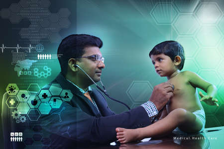 baby with Pediatrician の写真素材