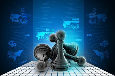 black pawn isolated on  colourの写真素材