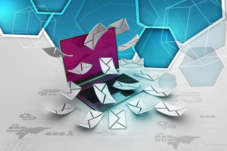     E-mail concept  Modern Laptop and envelopeの写真素材