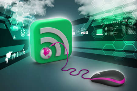 computer mouse with RSS iconの写真素材