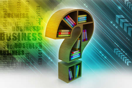 Book shelf in the model of question markの写真素材