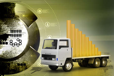 Transportation of business graph in  truckの写真素材