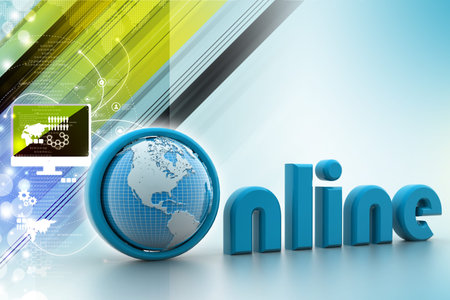 On-line illustration with globe  