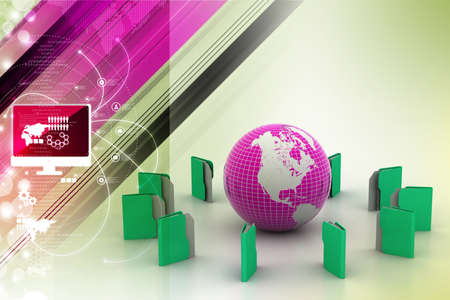 File folders around Earthの写真素材