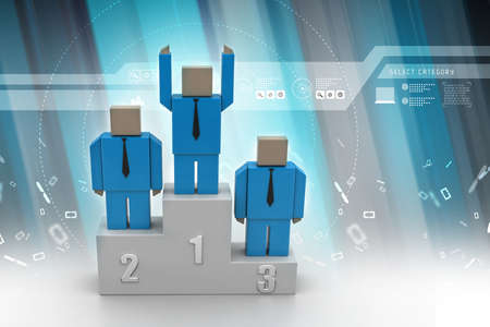 Success concept, 3d man standing on top  の写真素材