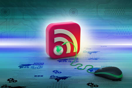 computer mouse with RSS iconの写真素材
