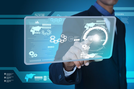 Smart hand showing  futuristic technology