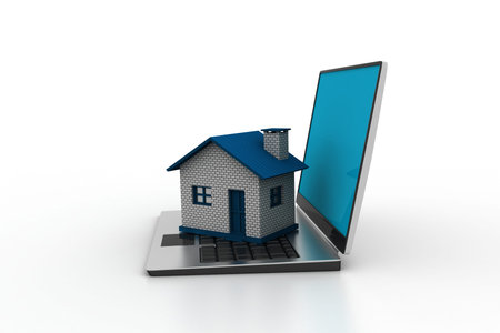 Real estate concept with laptop
