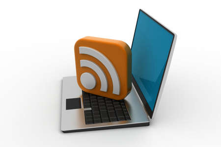 Laptop with rss signの写真素材
