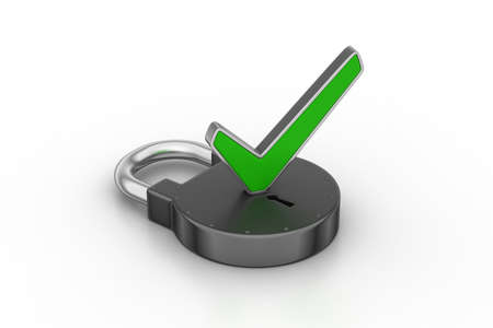 right mark with padlockの写真素材