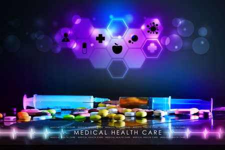 syringe and medicineの写真素材