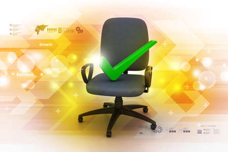 Right mark sitting comfortable computer chairの写真素材