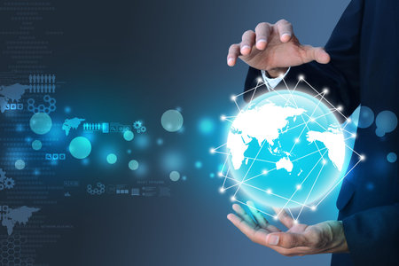 Smart hand holding the globe