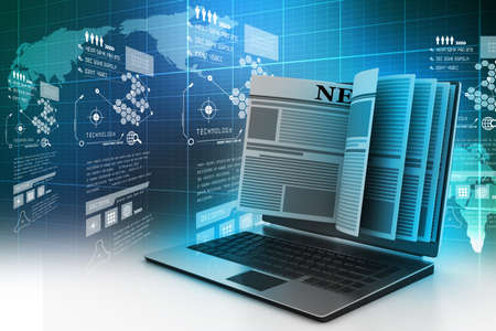 laptop screen showing latest online newsの写真素材
