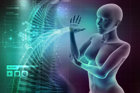 young woman touching her painful elbowの写真素材