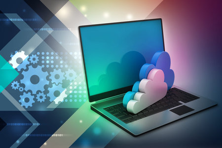 laptop showing concept of cloud computing.