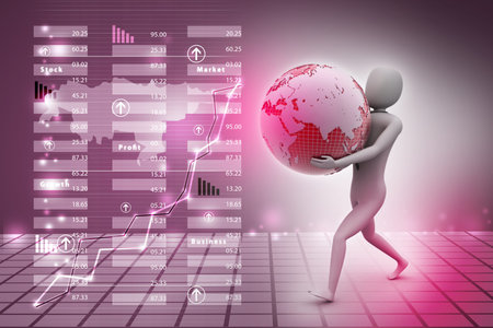 3d man, and earthの写真素材