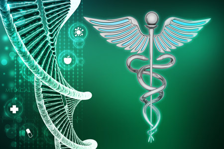 Dna and caduceus sign