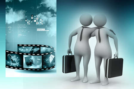 Two business people communicate togetherの写真素材