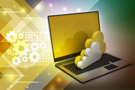 laptop showing concept of cloud computing.