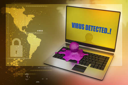 Octopus in laptopの写真素材