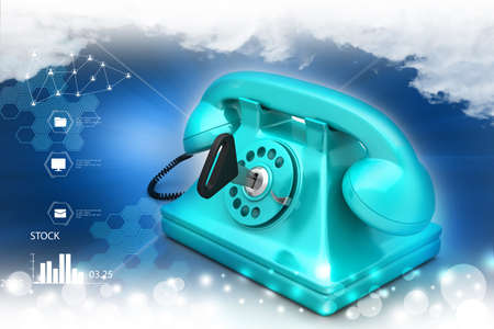 Old fashioned phone lock with keyの写真素材