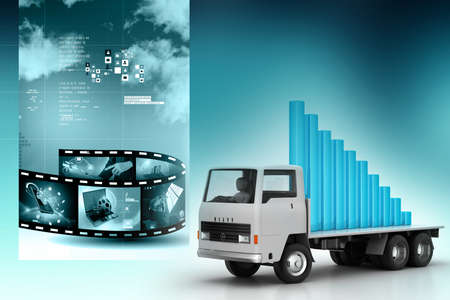 Transportation of business graph in  truckの写真素材