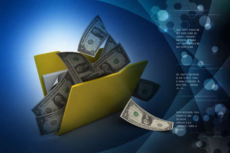 File folder with currencyの写真素材