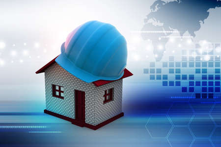 safety helmet use for construction homeの写真素材