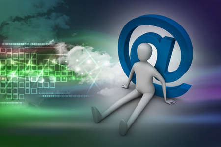 3d person with e mail symbolの写真素材