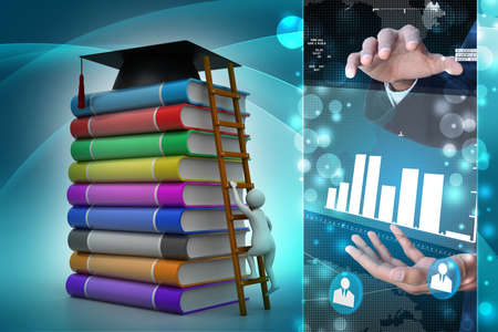 3d graduate with book and graduation hatの写真素材