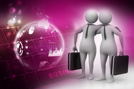 Two business people with briefcaseの写真素材