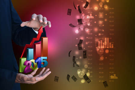 Smart hand showing New year growthの写真素材