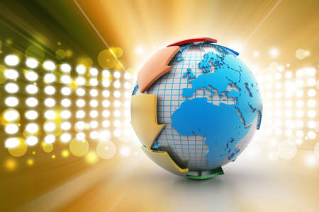 Globe around with arrowの写真素材