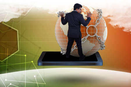 Man showing Concept of global businessの写真素材