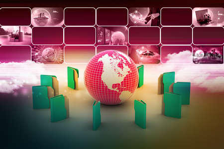 File folders around Earthの写真素材